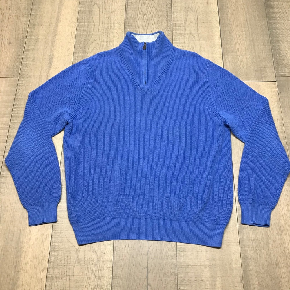 346 Brooks Brothers 1/4 Zip Sweater Mens Size‎ XL Blue Preppy Golf Quarter Zip